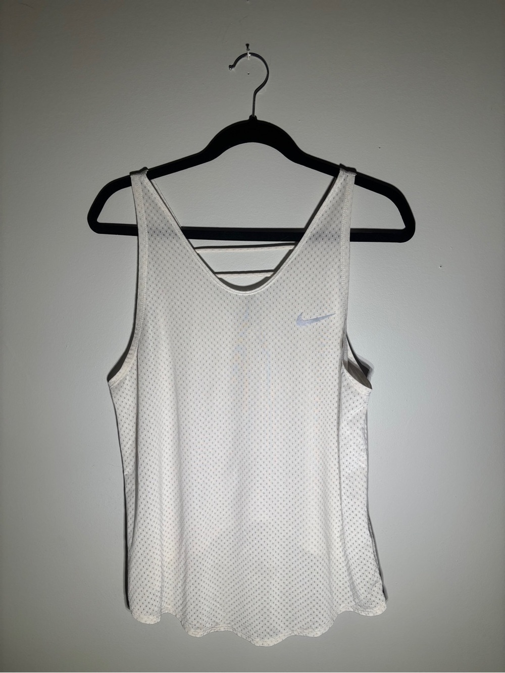 Nike Dri-FIT White Mesh Open Back Workout Tank Top